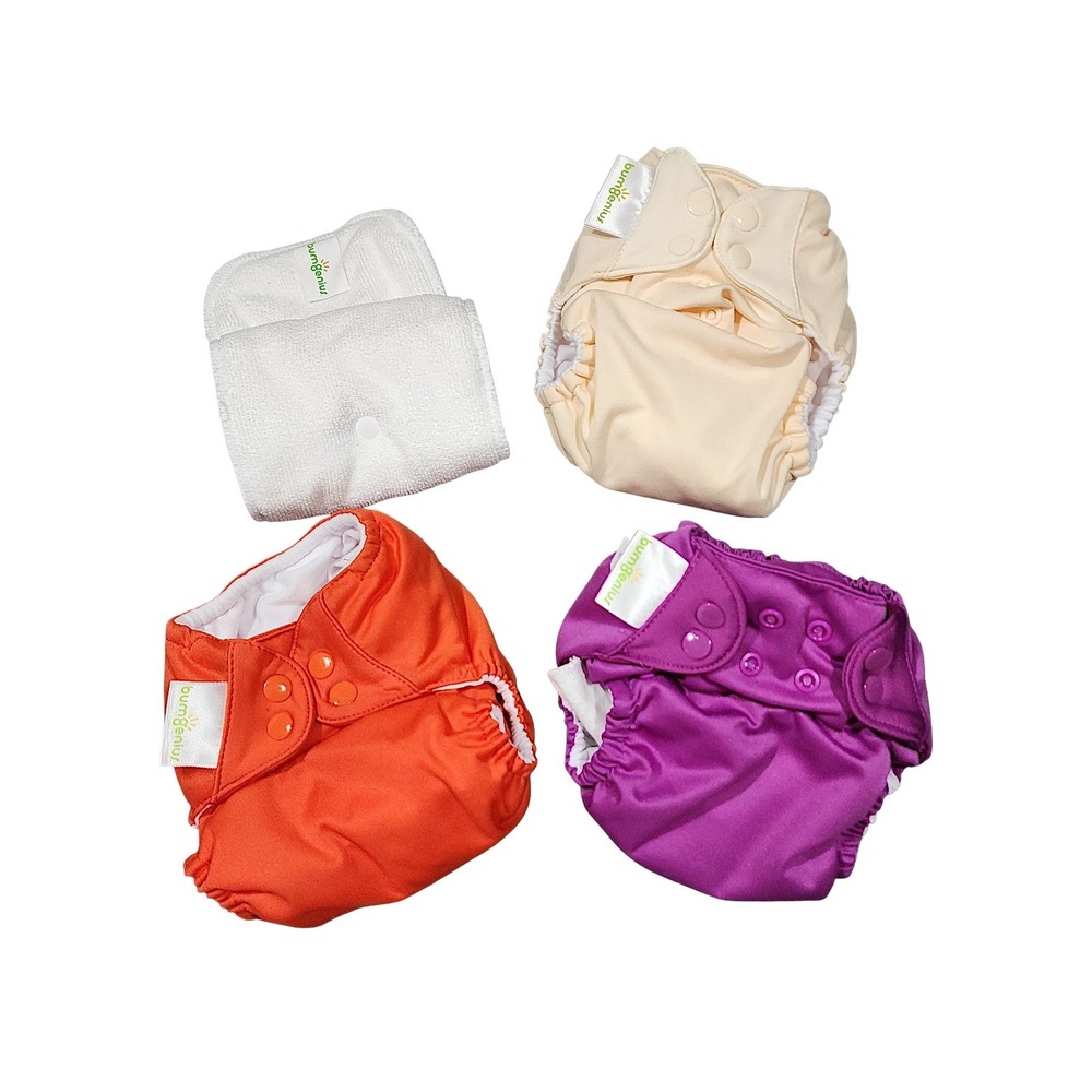 bumGenius Cloth Diaper Lot OS Multi Color Snap Reusable Washable 3pk + Liner NEW